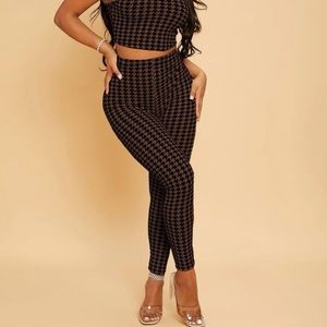 Fitted Houndstooth Leggings Sz Large New